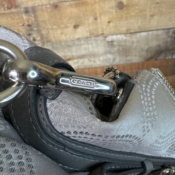 Coach Madison Dotted Op Art Sophia Satchel Bag Purse Signature C Silver 15935 - Picture 13 of 15